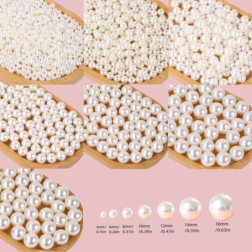 25g/Pack Milk-White Glossy ABS Double-Hole Faux Pearl Beads (4-16mm) For Diy Women's Bracelet Necklaces And Other Jewelry Making Accessories