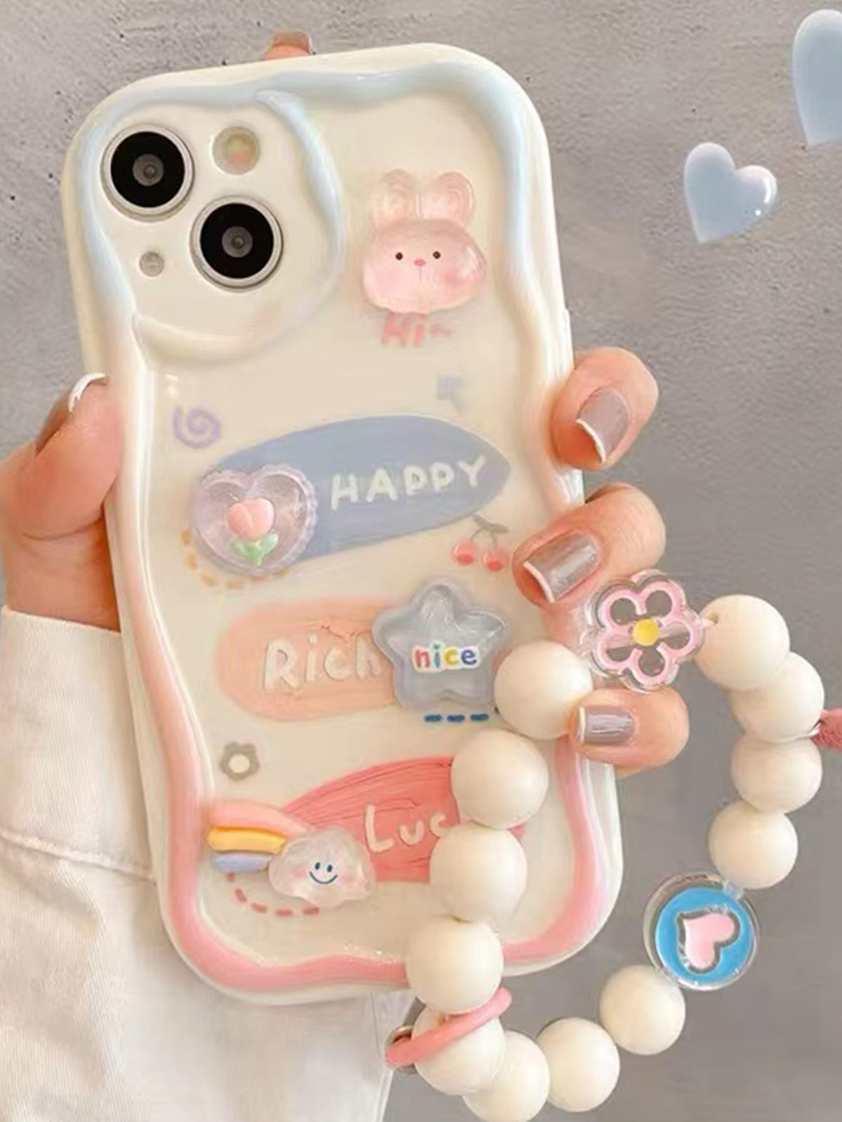 Rainbow Cartoon Graphic Phone Case With Lanyard