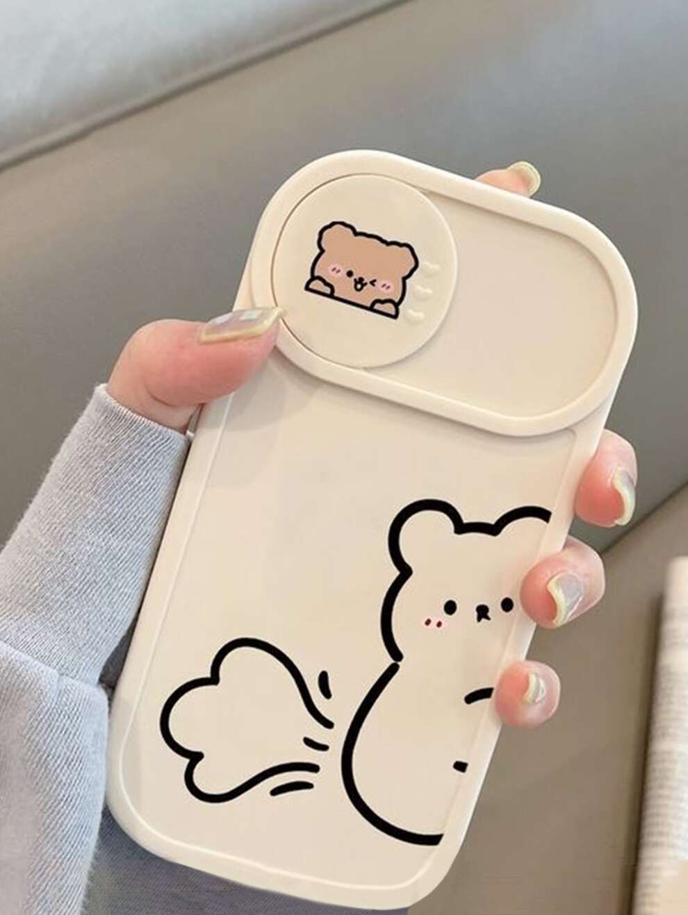 Cartoon Bear Phone Case With Slide Camera Cover