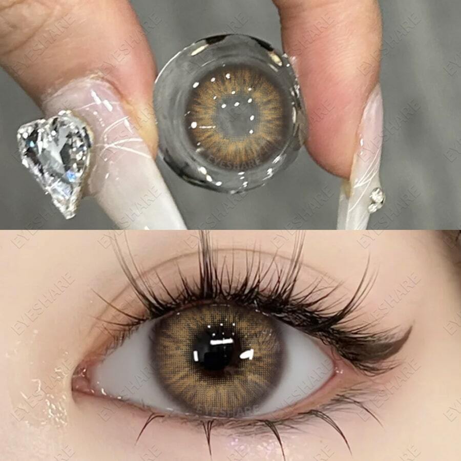 1pair Enlarging Colored Contact Lenses With Large Diameter, Natural Yearly Disposable, Suitable For Dating Or Daily Wear