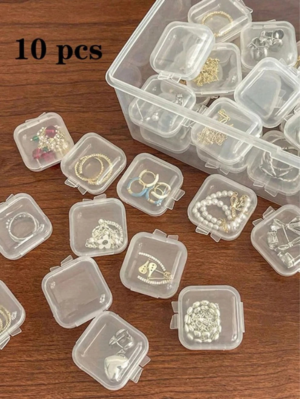 10pcs Clear Jewelry Box, Mini Clear Jewelry Storage Box Multi-Functional Portable Organizing Box Earrings Nail Charms Organizer Necklace Jewelry Storage Box Back To School School Bag Travel Essentials