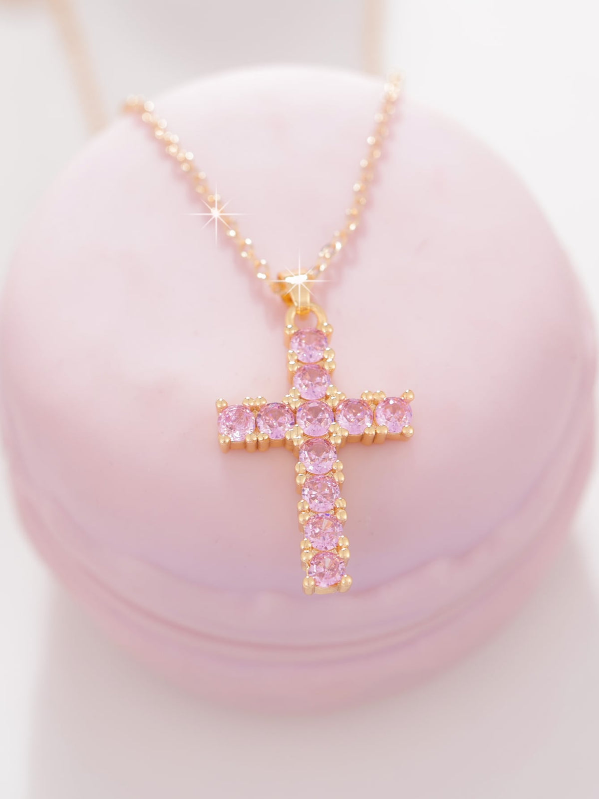 Men's 1pc Fashionable Cubic Zirconia Cross Charm Necklace For Women For Birthday Gift, For Jewelry Gift And Party