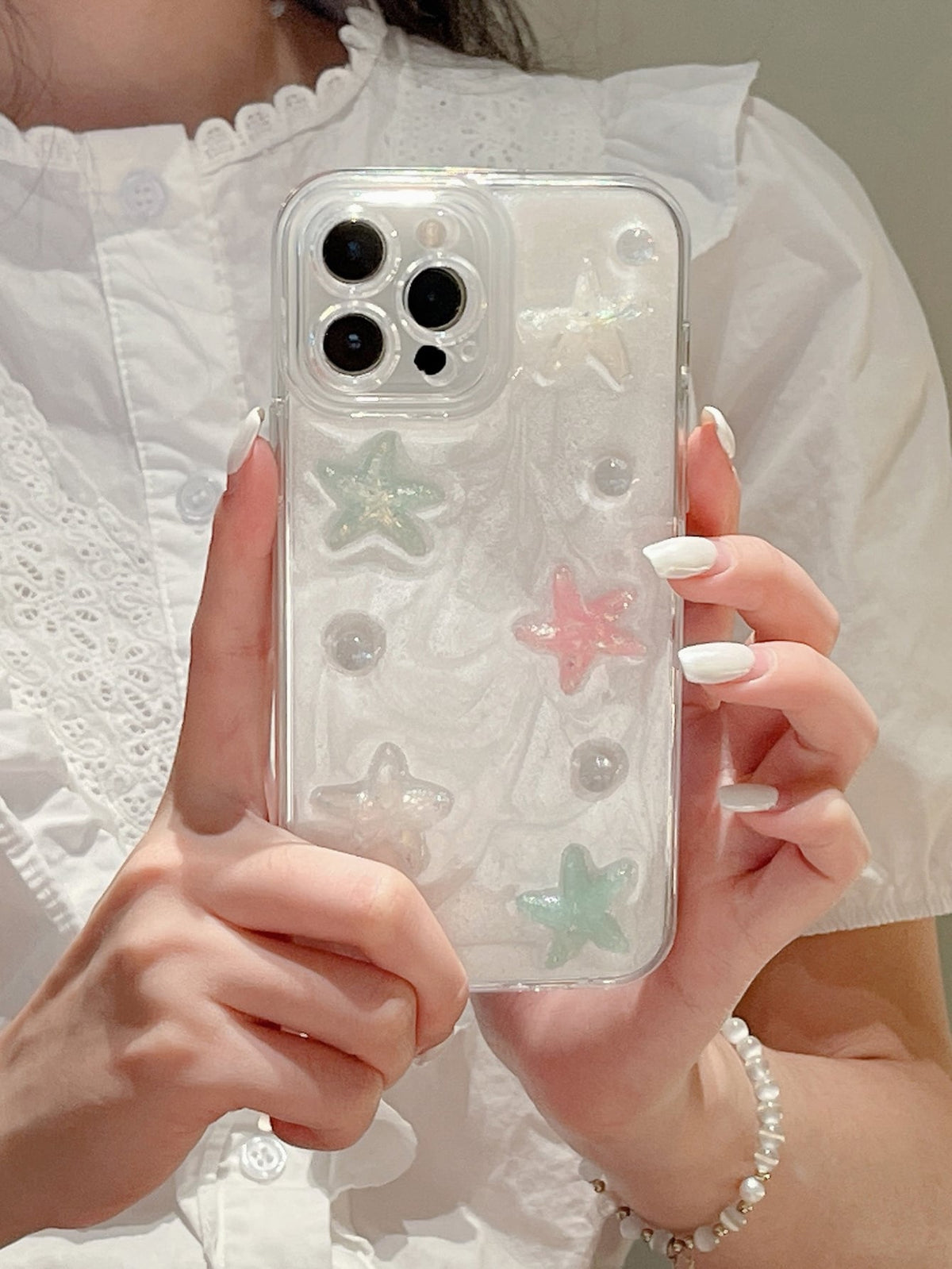 Transparent Silicone Starfish Phone Case With Cream Texture And Anti-fall Function Compatible With Apple Phones