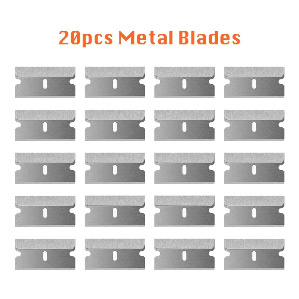 Cleaning Scraper Blade 20pcs,Metal Razor Blade, Scraper Blade Tools,Auto Film Sticker Glue Ice Remover Tools ,Window Gap Glass Ceramic Kitchen Home Car Cleaner Squeegee Knife