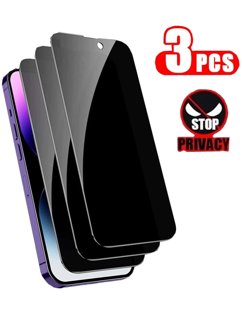 3pcs/set Anti-peep Full Cover Tempered Glass Screen Protector Compatible With Apple Iphone 6g 6s 7g 8g 6plus 6splus 7plus 8plus X Xs Xr Xsmax 11 11pro 11promax 12 12min