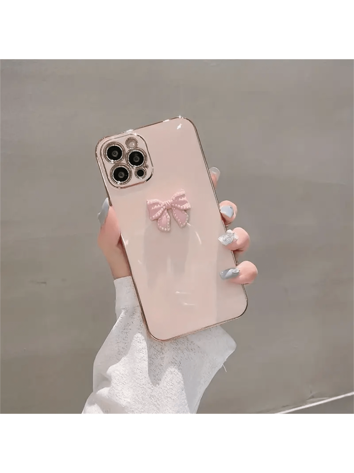 Pink Plating Arc-Shaped Phone Case-Straight Edge Suitable For Iphone14/14plus/14pro/14promax, Iphone13/13pro/13promax, Iphone12/12pro/12promax, Iphone11/11pro/11pro Max, Iphone15promax Kawaii