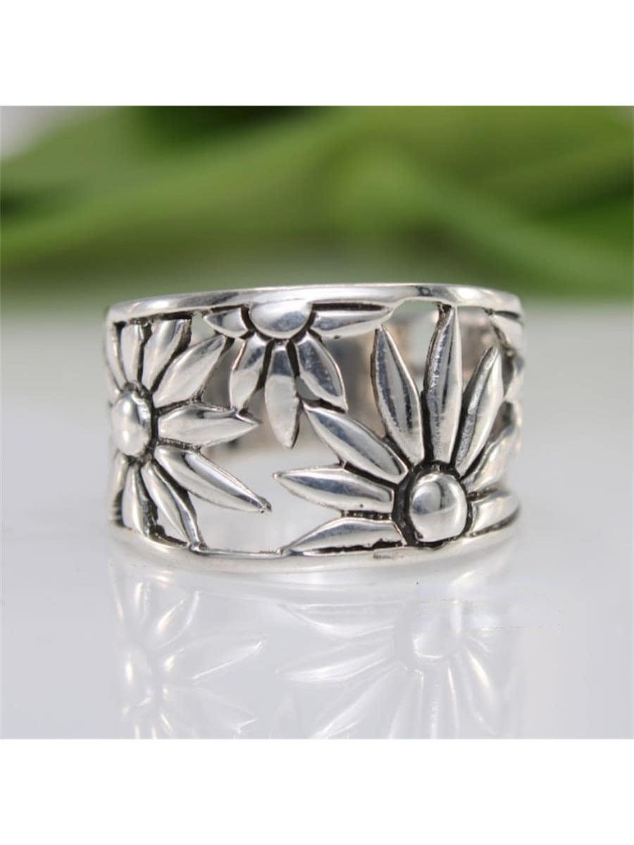 1pc Vintage & Minimalist Bohemian Daisy Decorated Women's Ring For Wedding, Party, Festival, Casual And Daily Wear