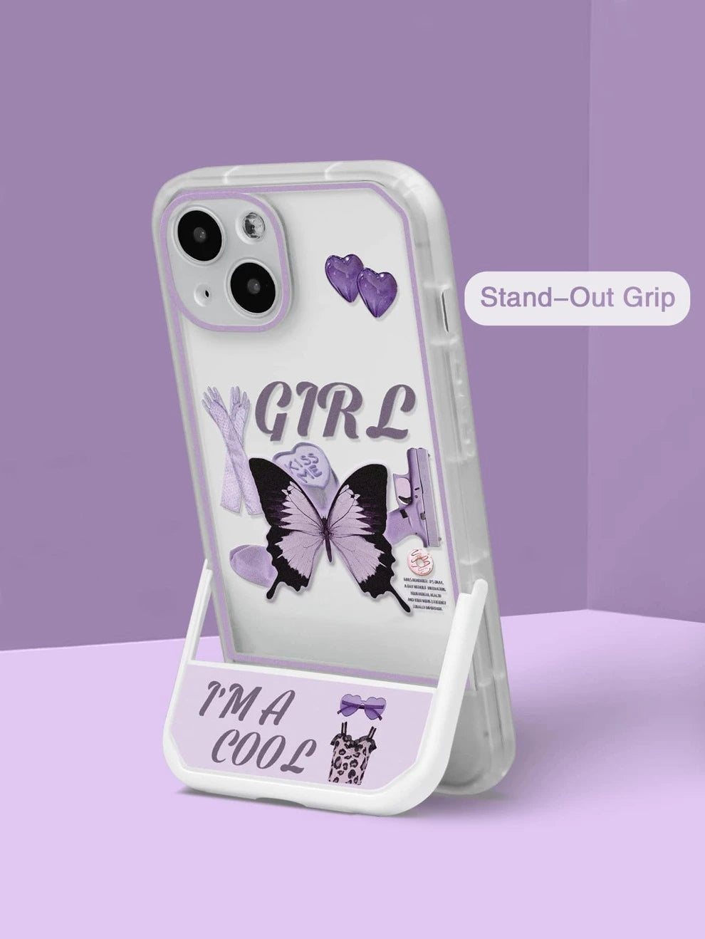 Butterfly Pattern Phone Case With Invisible Holder