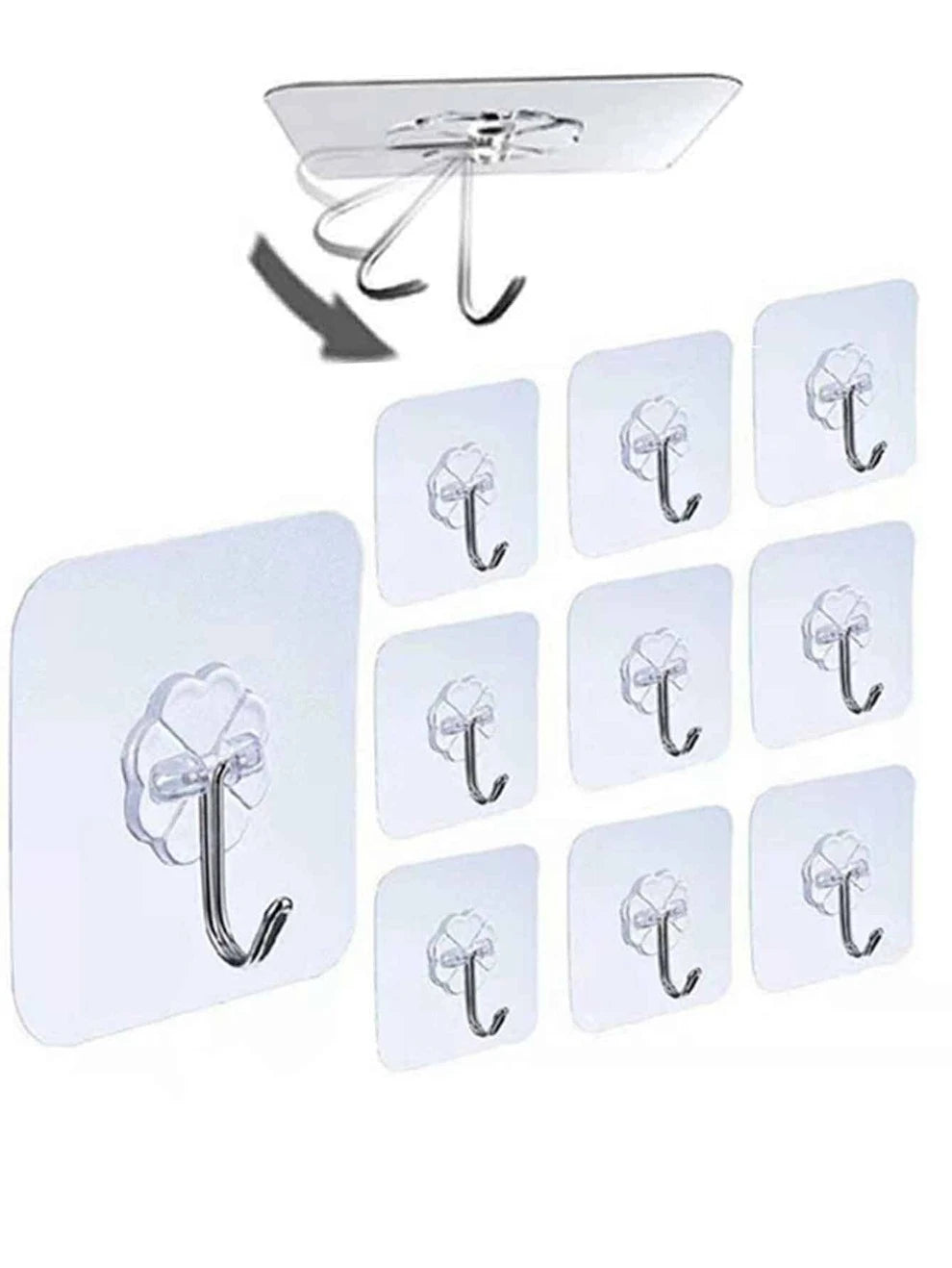 10pcs/5pcs Transparent Hooks, Nail-Free, Traceless, Strong Adhesive Wall Hanger Hook For Clothes, Kitchen, Creative Waterproof Sticky Hook