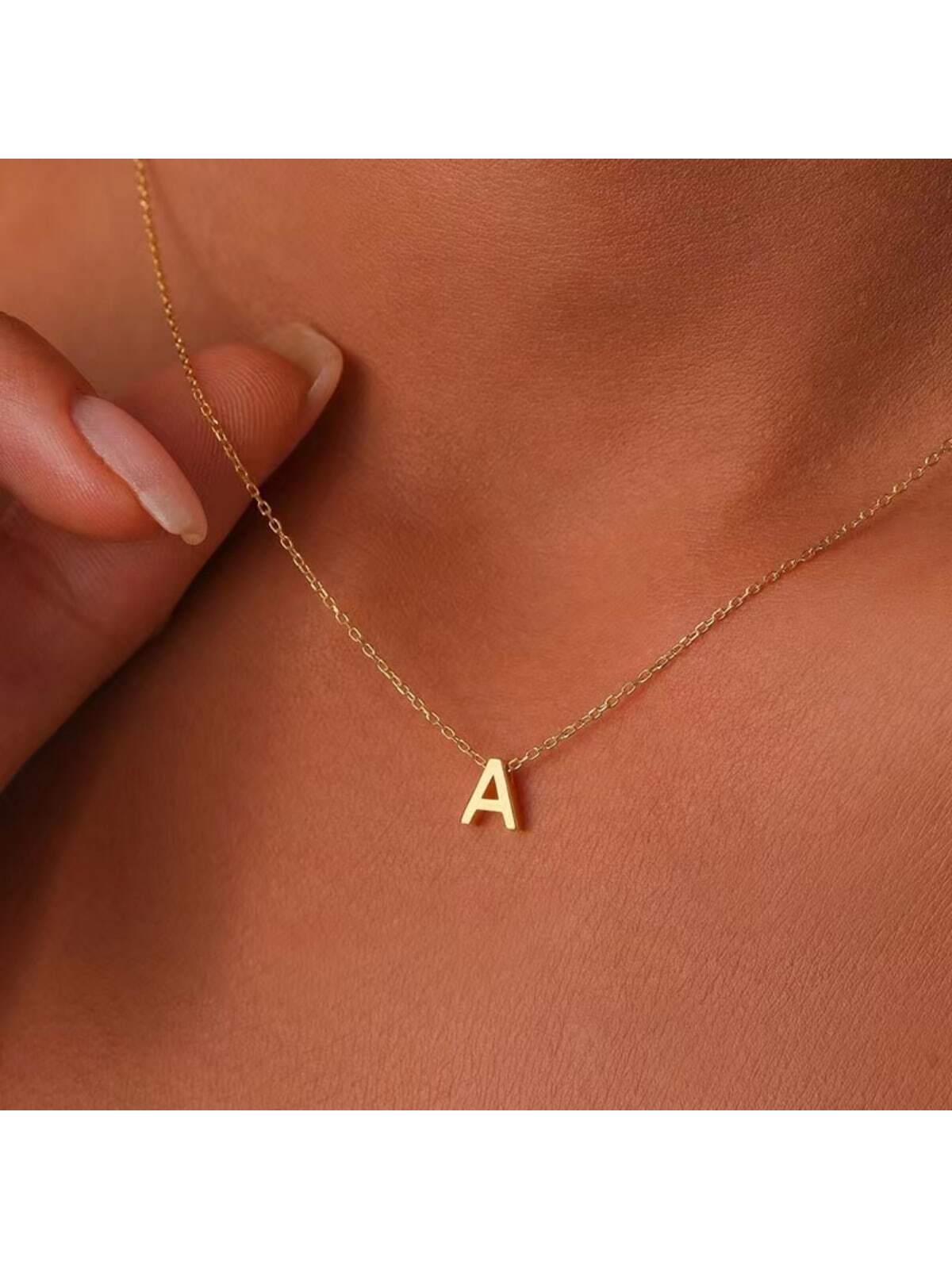 26pcs American-european Style Stainless Steel Short Collarbone Chain Personalized Initial Name Letter Pendants Necklace For Women