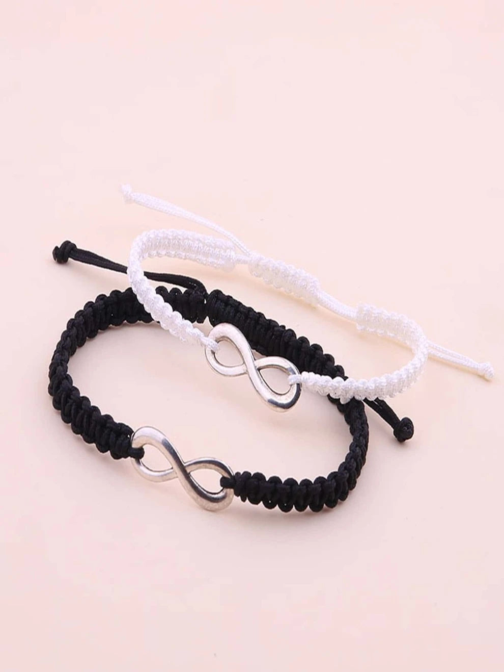 2pcs Fashionable Zinc Alloy Braided Bracelet With Figure Eight Design