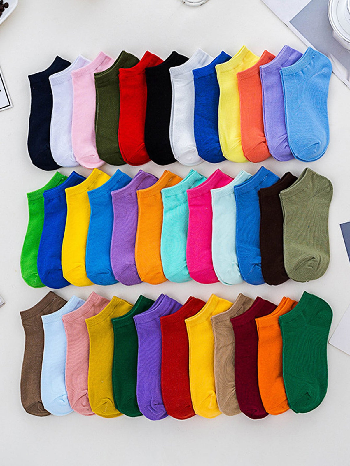 10pairs/set Women's Random Simple & Colorful Solid Color Casual Short Socks