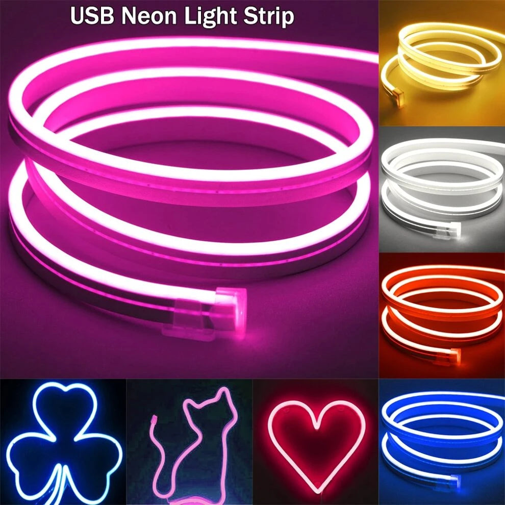 1 roll of 50cm/1.6ft~300cm/9.8ft USB 5V IP65 waterproof flexible silicone neon light strip, single color temperature switch LED strip light, suitable for bedroom, living room, bathroom, party and outd