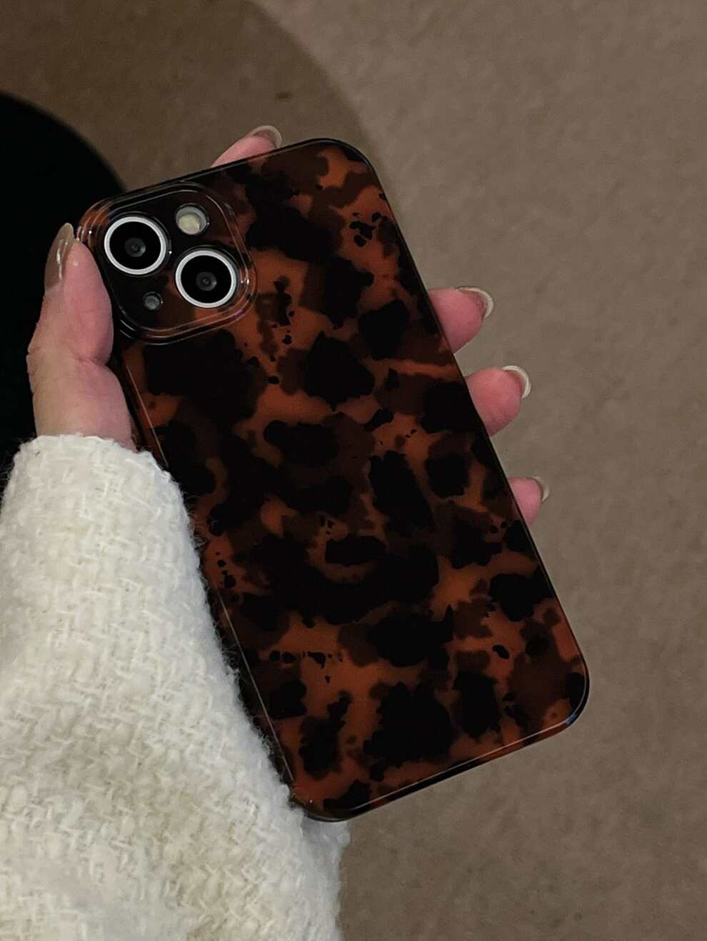 1pc Vintage Amber Leopard Print Phone Case Compatible With Apple