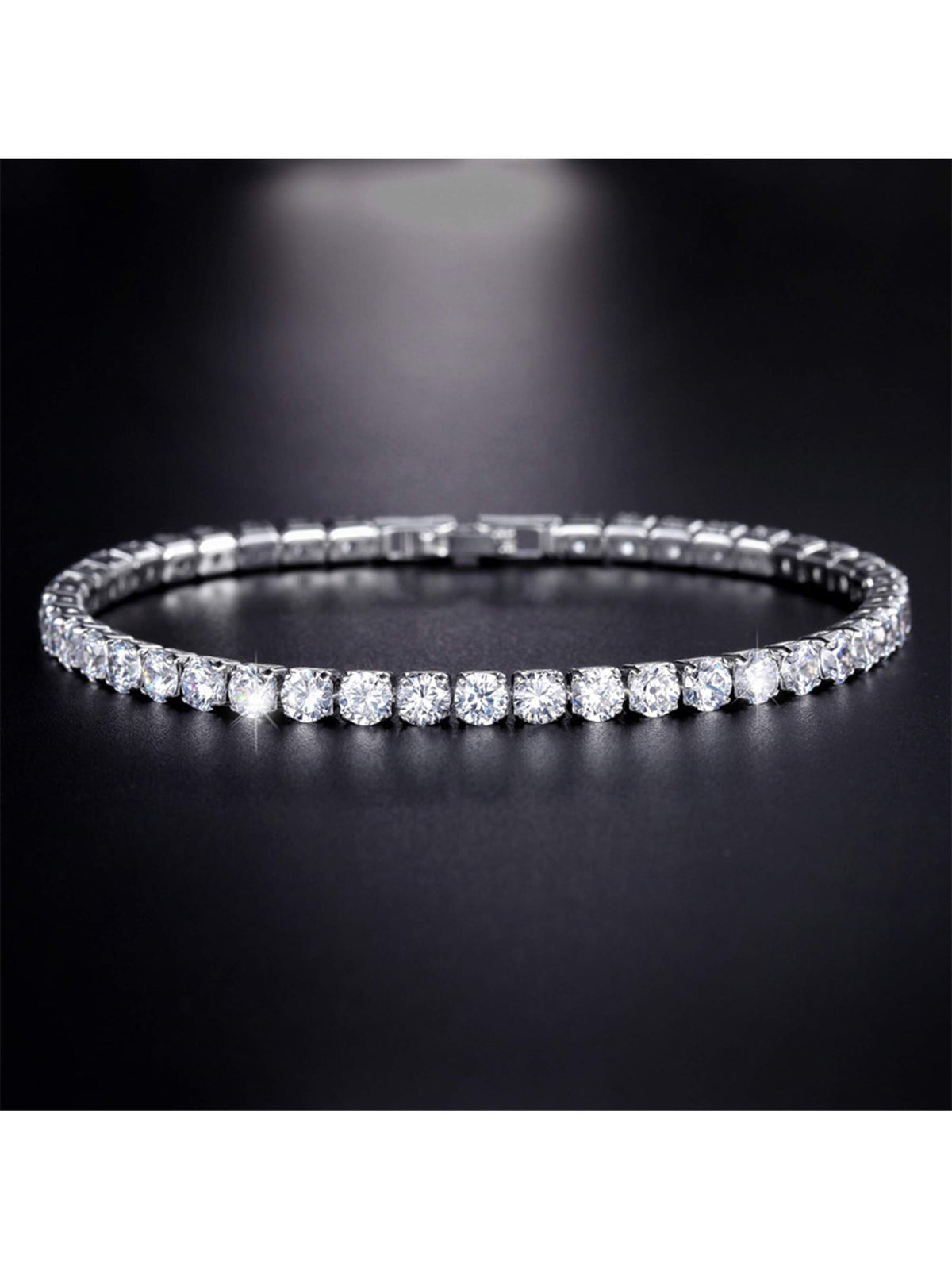 1pc Simple And Fashionable Black Copper & Cubic Zirconia Round Tennis Bracelet Suitable For Both Men And Women For Daily Wear