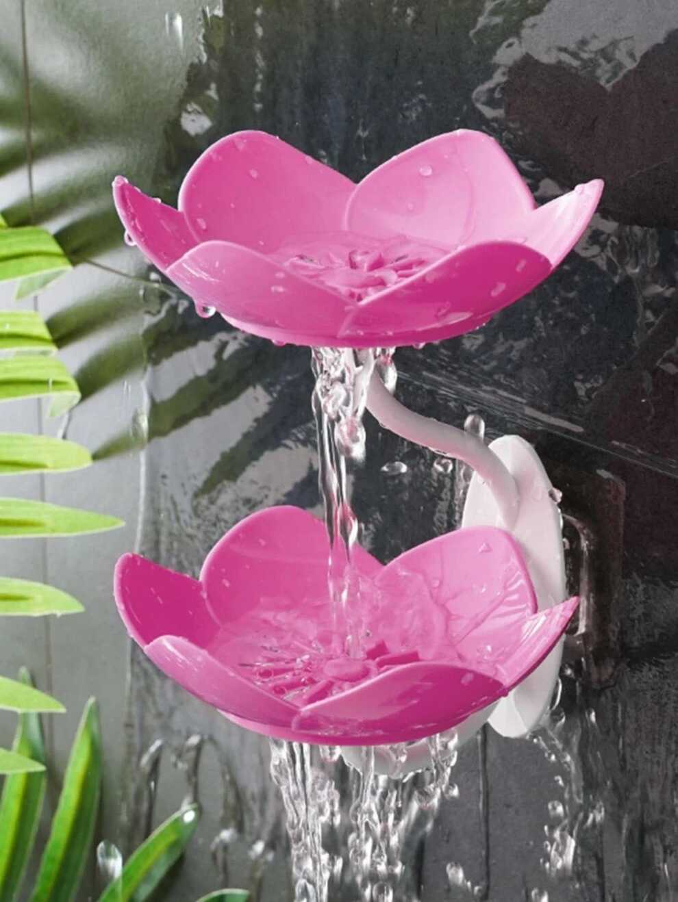 1pcFlower Shape Soap Rack, Wall Mounted Soap Box, Soap Drain For Bathroom & Kitchen, Double Layer Soap Holder