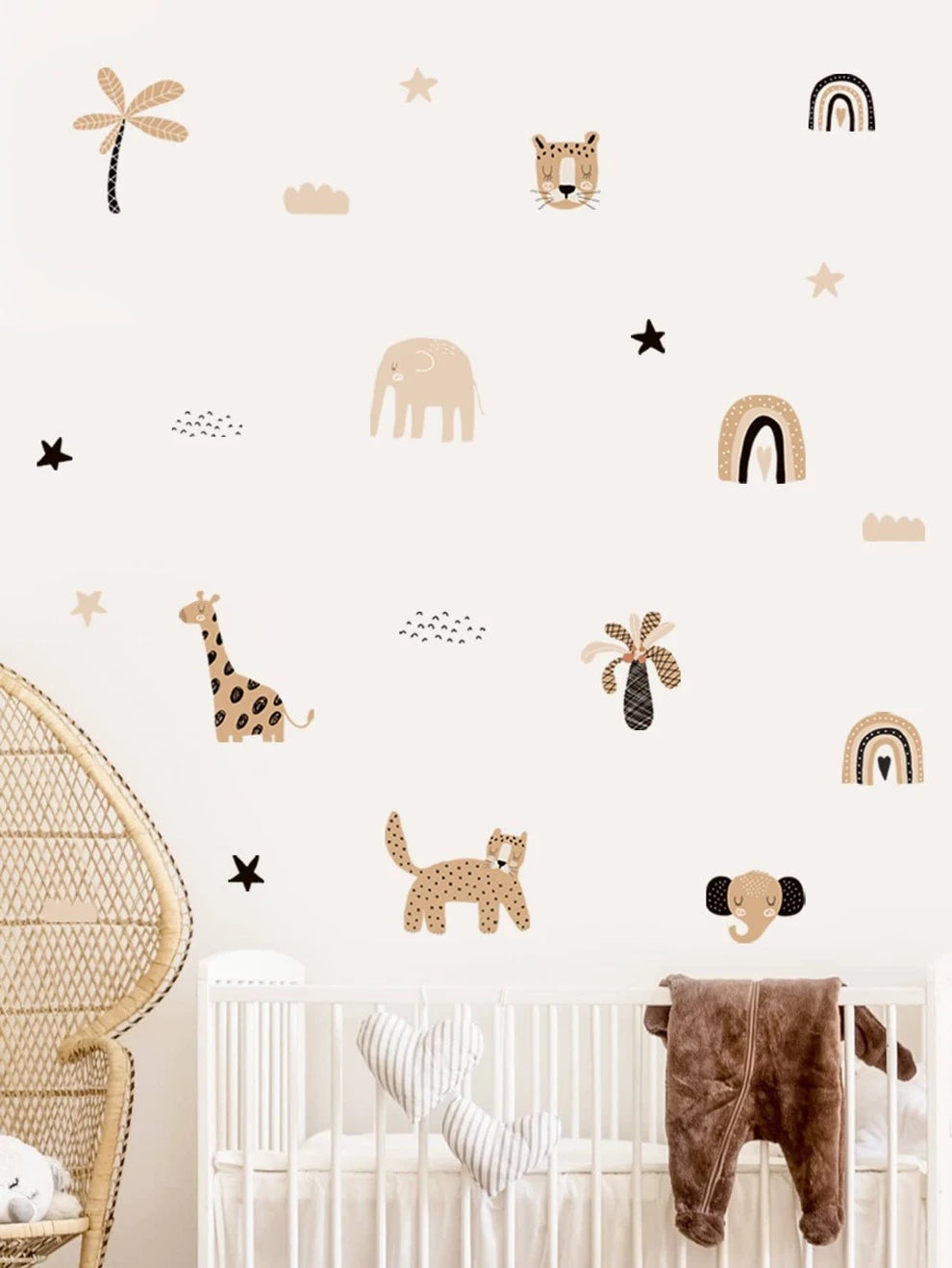 1pc Boho Cartoon Animals Vinyl Wall Stickers Kids Room Nursery Decor