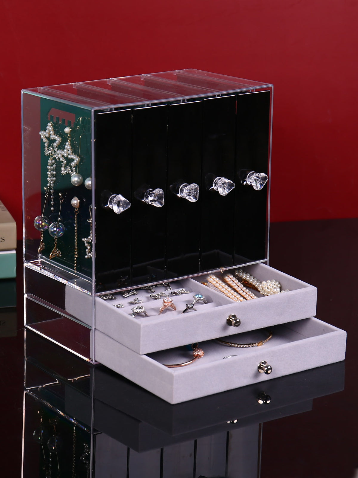 1pc Large Capacity 5-drawer Jewelry Storage Box, Anti-oxidation Earrings, Bracelets, Necklaces, Rings Organizer And Display Case