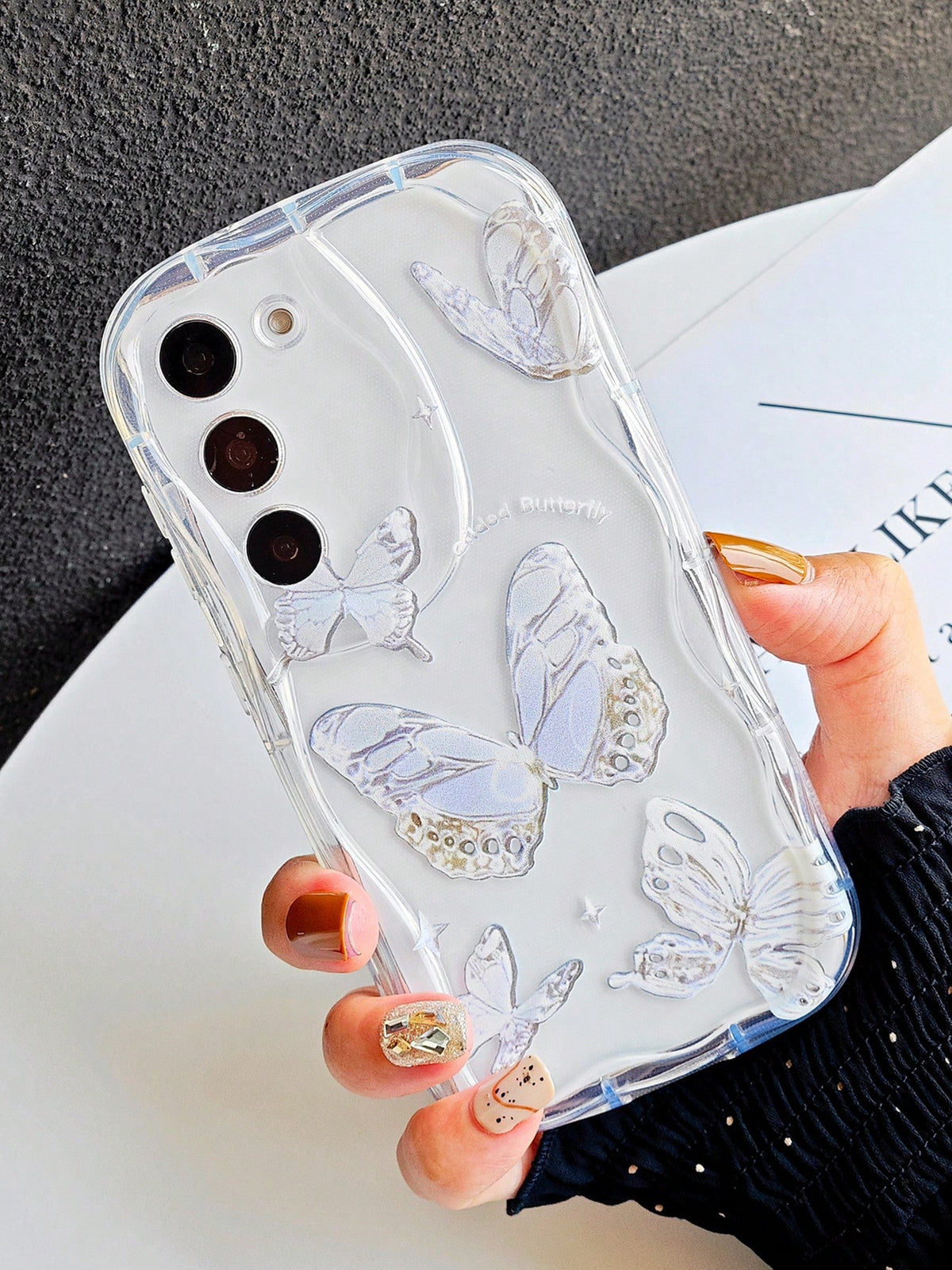 1pc Creative And Personalized Laser Silver Butterfly INS Style Protective Case Compatible With Samsung S24/S23/S22/S21/A02/A03/A04/A05/A10S/A20S/A21S/A11/A12/A13/A14/A15/A22/A23/A24/A25/A30/A31/A32/A3