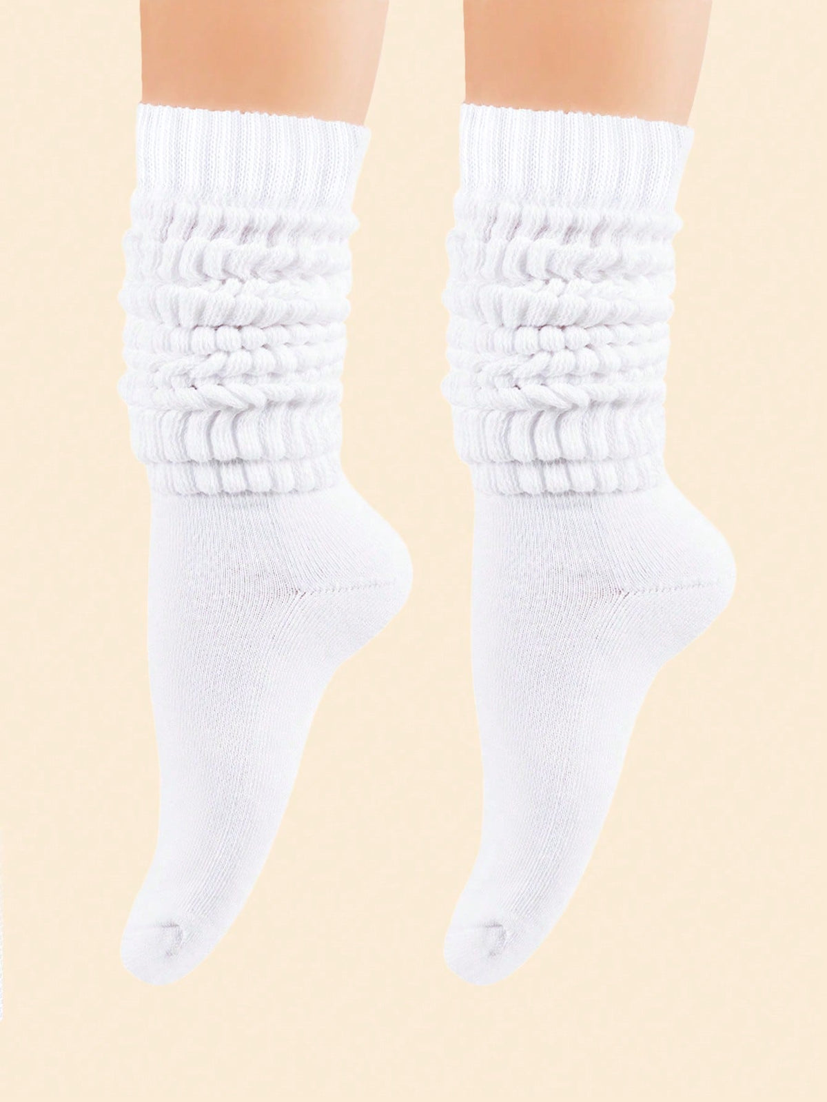 1pair Women's White Fashionable Pile Socks Suitable For Daily Wear