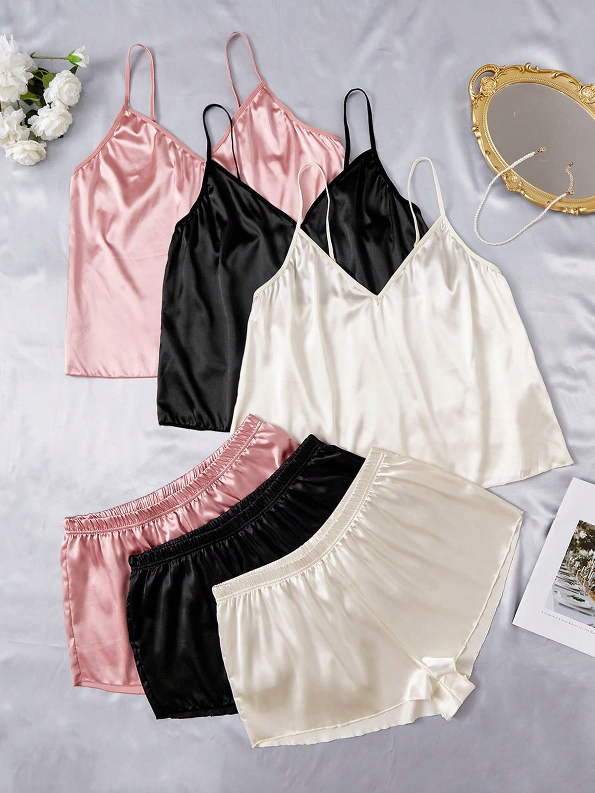 Plus Size Women's Satin Camisole & Shorts Pajama Set