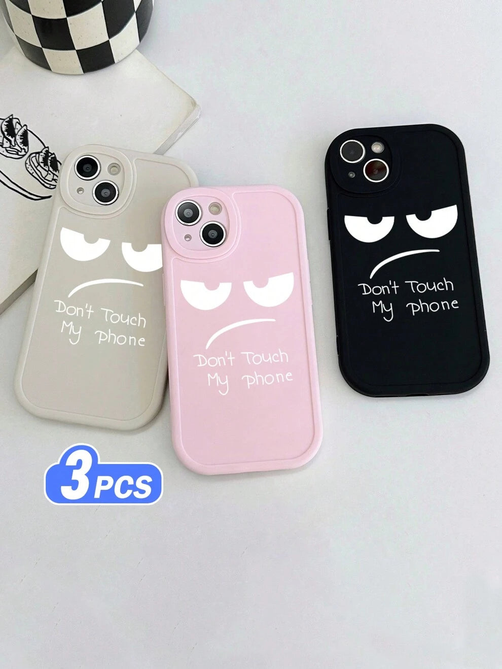 DON"T TOUCH MY PHONE English Printed Phone Case, Fun Phone Case, Compatible With IPhone, Samsung, Galaxy, 3pcs Phone Case, Compatible With IPhone 11 Case, Compatible With Iphone 13 Case, Compatible Wi