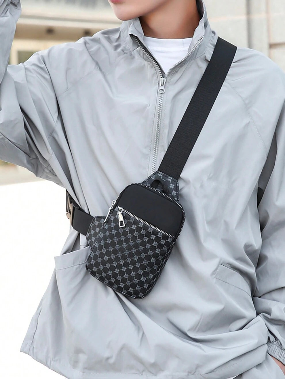 Classic Fashion Men's Pu Chest Bag Mini Coin Purse Phone Organizer Pouch Street Casual Small Bag Commuting Bag Fanny Pack Crossbody Bag Sling Bag Shoulder Bag For Going Out Travel Work Holiday Essenti