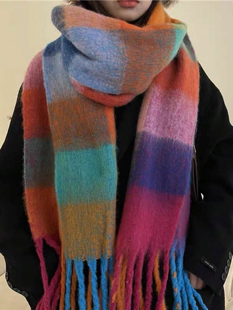 Street 1pc Plaid Scarf - Soft And Warm Scarf For Autumn And Winter