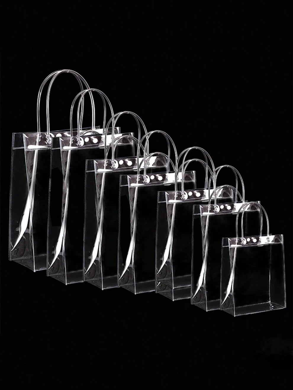 5pcs/set Transparent Soft Pvc Gift Bag With Handle And Ring For Packaging, Cosmetic Bag