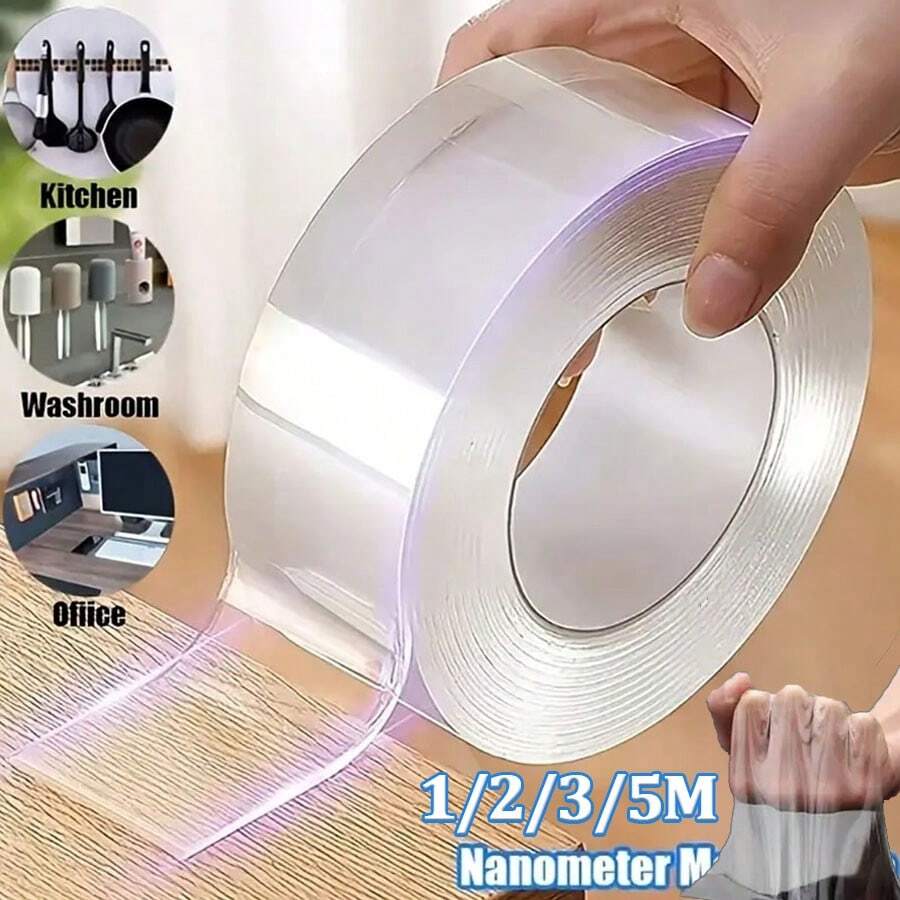 Heavy Duty Double Sided Tape - Reusable, Residue-free, Strong Adhesive, Multi-purpose, Removable & Washable, Suitable For Home, Office & Car!