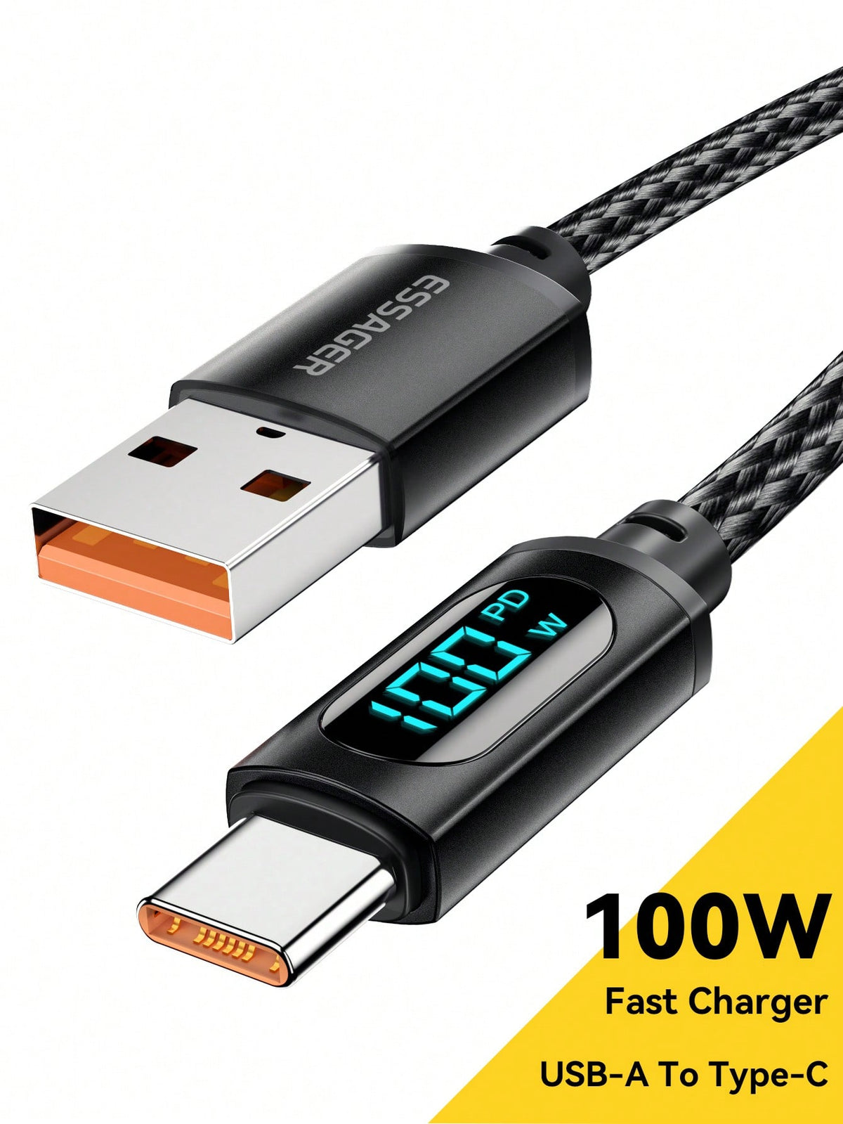 Essager Type C Cable 100W 7A PD Fast Charging Charger USB C with LED Display Cable Data Wire For Laptop Mobile Phone Tablet