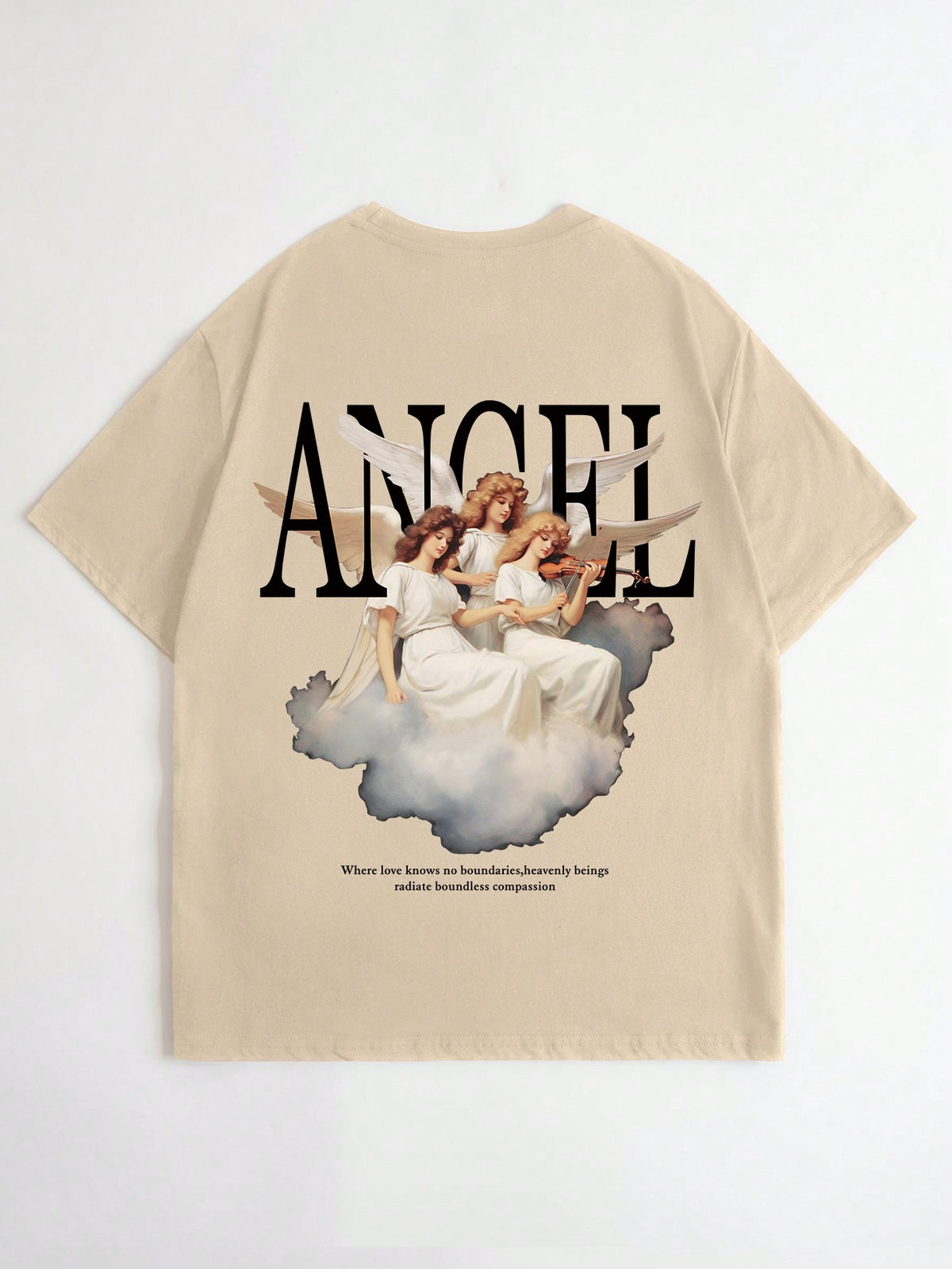 Men Slogan & Angel Print Drop Shoulder Tee