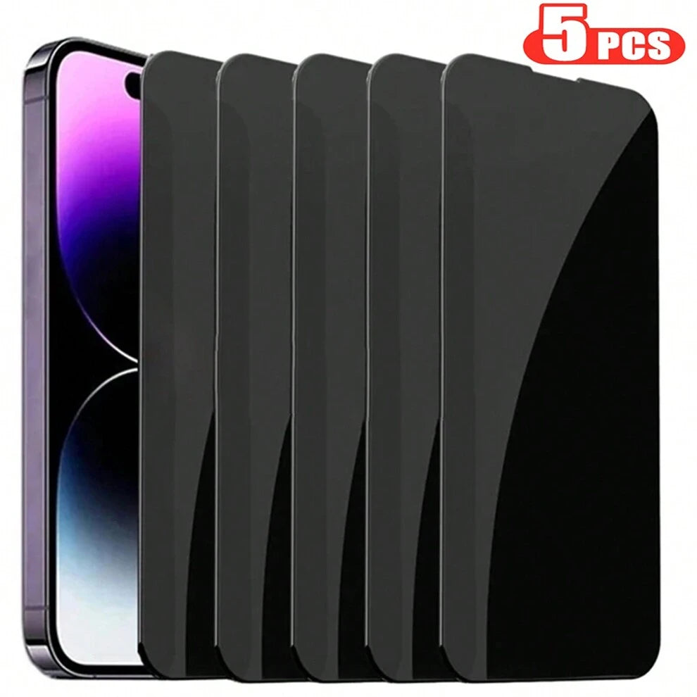 5PCS Anti-Spy Privacy Smartphone Screen Protector Tempered Glass Compatible With IPhone 14 13 12 11 Pro Max XR X XS Max 7 8 Plus 5Pieces Phone Protective Anti Spy Glass