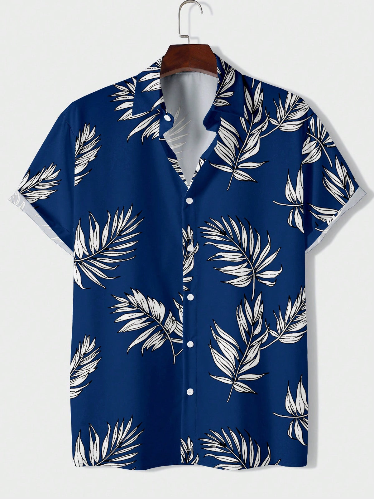 Men Tropical Print Hawaiian Shirt