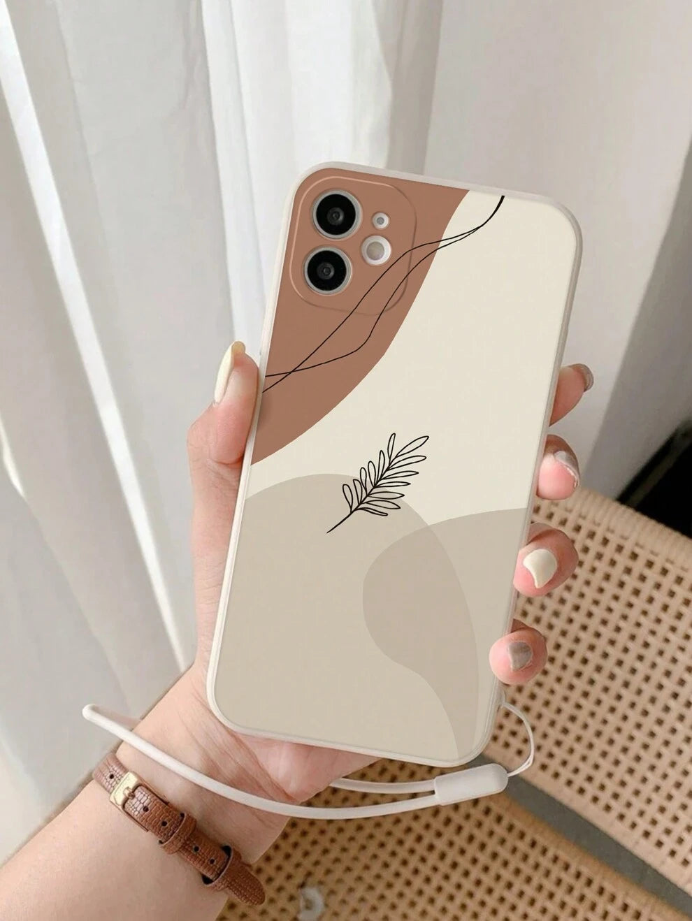 Floral Soft Phone Case With Strap, Shockproof Protective Cover Compatible With Apple Iphones