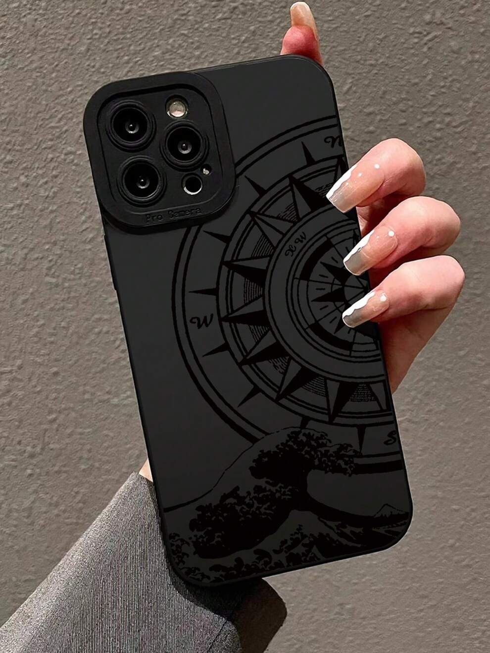 Tsunami Round Disc Printed Black Anti-Shock Soft Phone Case Compatible With IPhone, Huawei, Samsung, Xiaomi Grunge