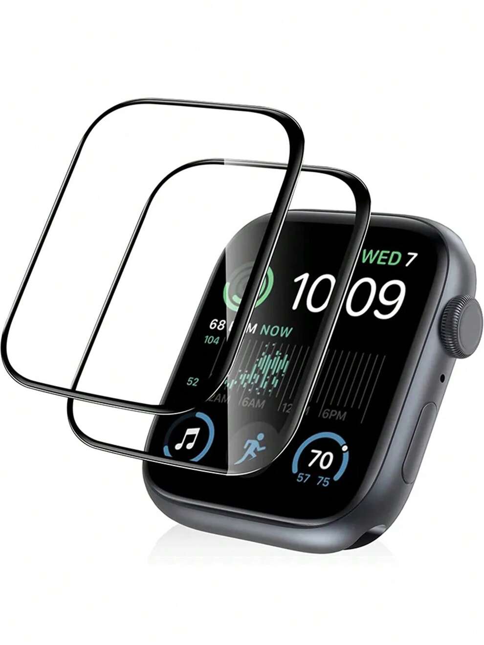 2pcs Apple Watch Tempered Glass Screen Protector With Black Silicone Edge, Compatible For 38/40/41/42/44/45/49mm, Compatible For Apple Watch Ultra/SE/8/7/6/5/4/3/2/1