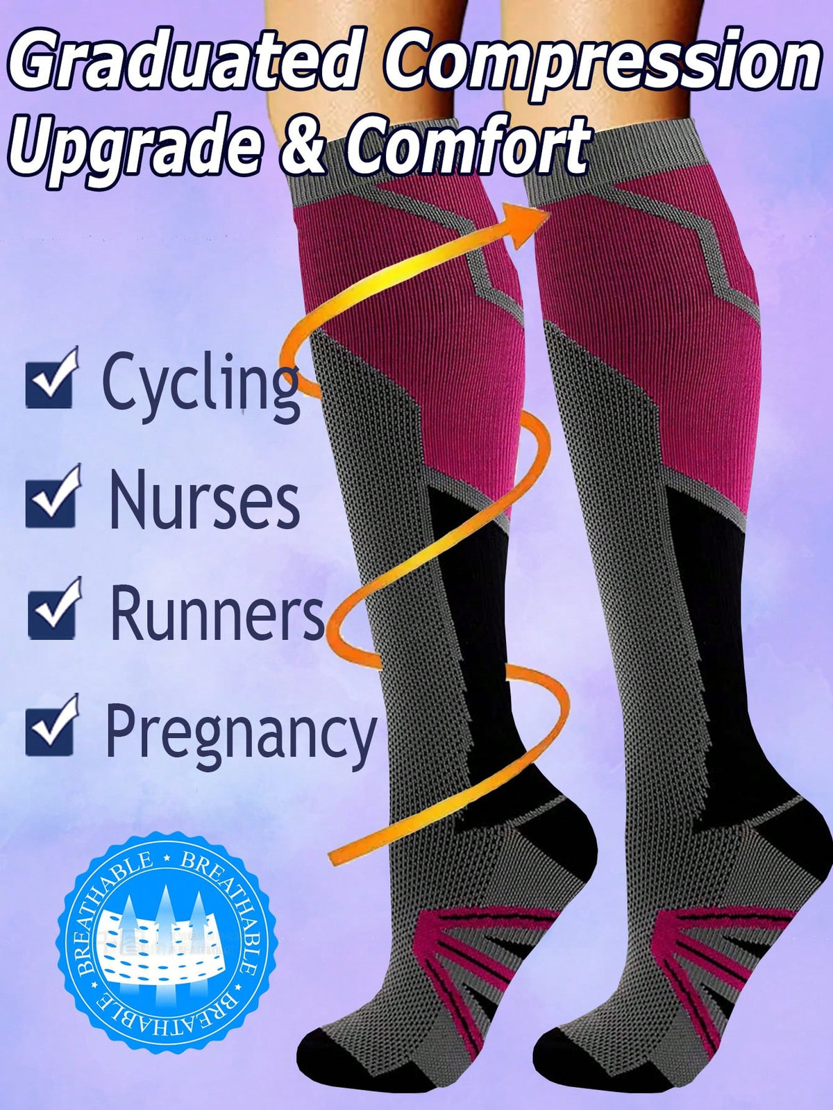 Copper Wellow Compression Socks Women Men 15-15 mmhg Knee High Pregnant Nurses Pregnancy Maternity Medical Cute Sports Gold Fit Cycling Medias de Para Mujer Adult Support Hose Circulation Long Womans