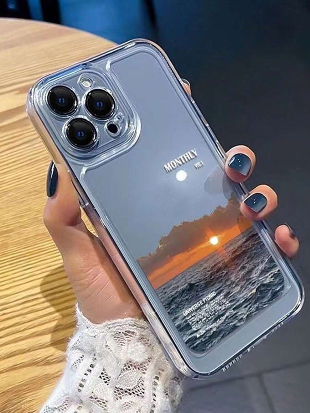 Summer Anti-Fall Space Themed Iphone Case With Realistic Sunset Scenery