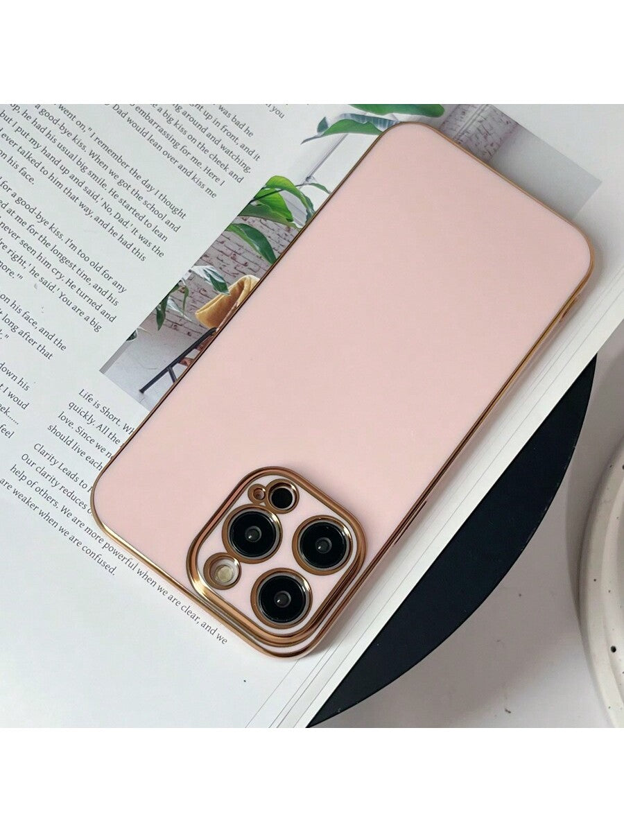 A 6D Plated Phone Case With Gold Frame, Compatible With Both Apple And Android Phones, Unisex