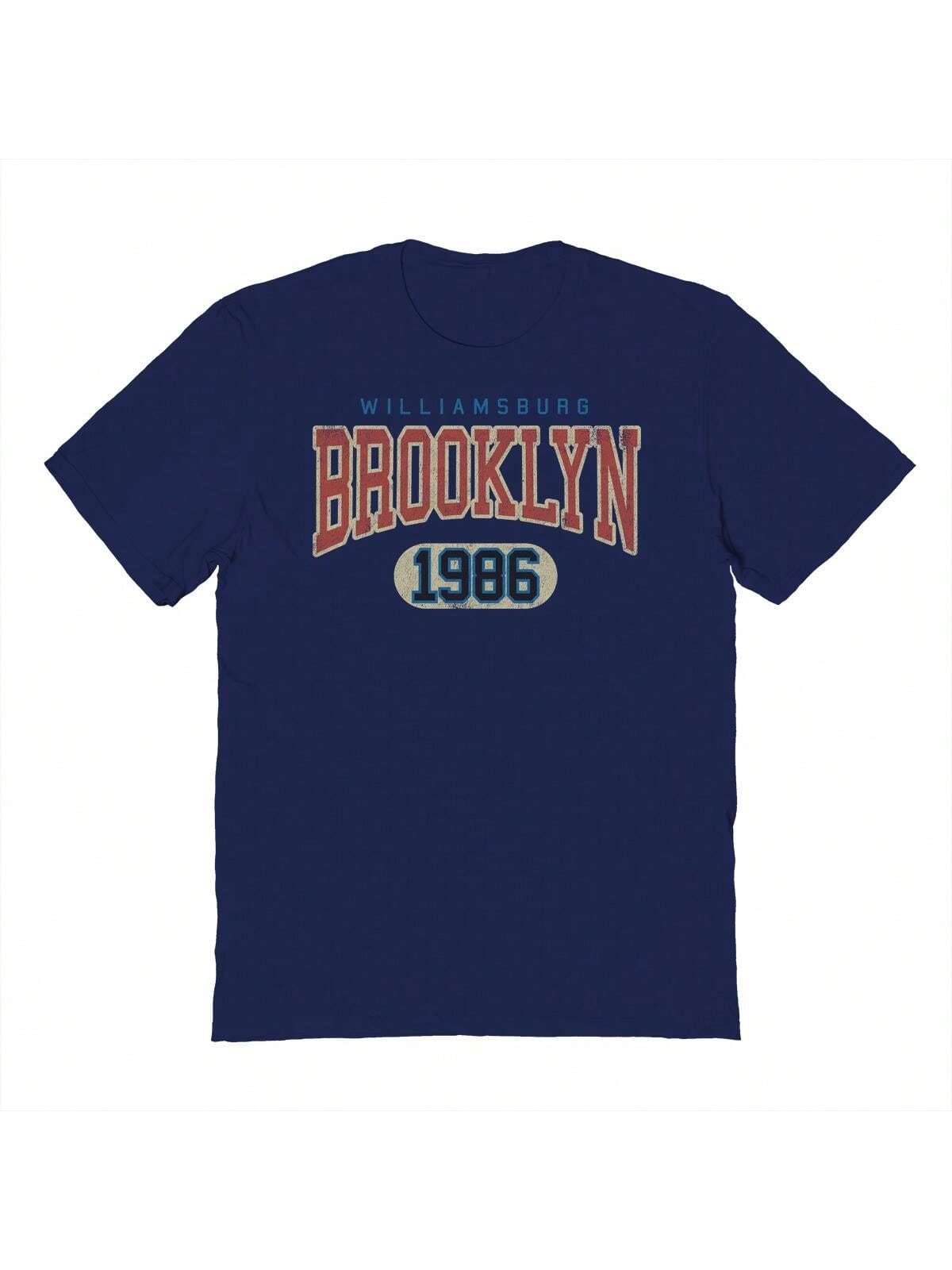 Nearly There Williamsburg Brooklyn Graphic Navy Unisex Cotton Short-Sleeve T-Shirt