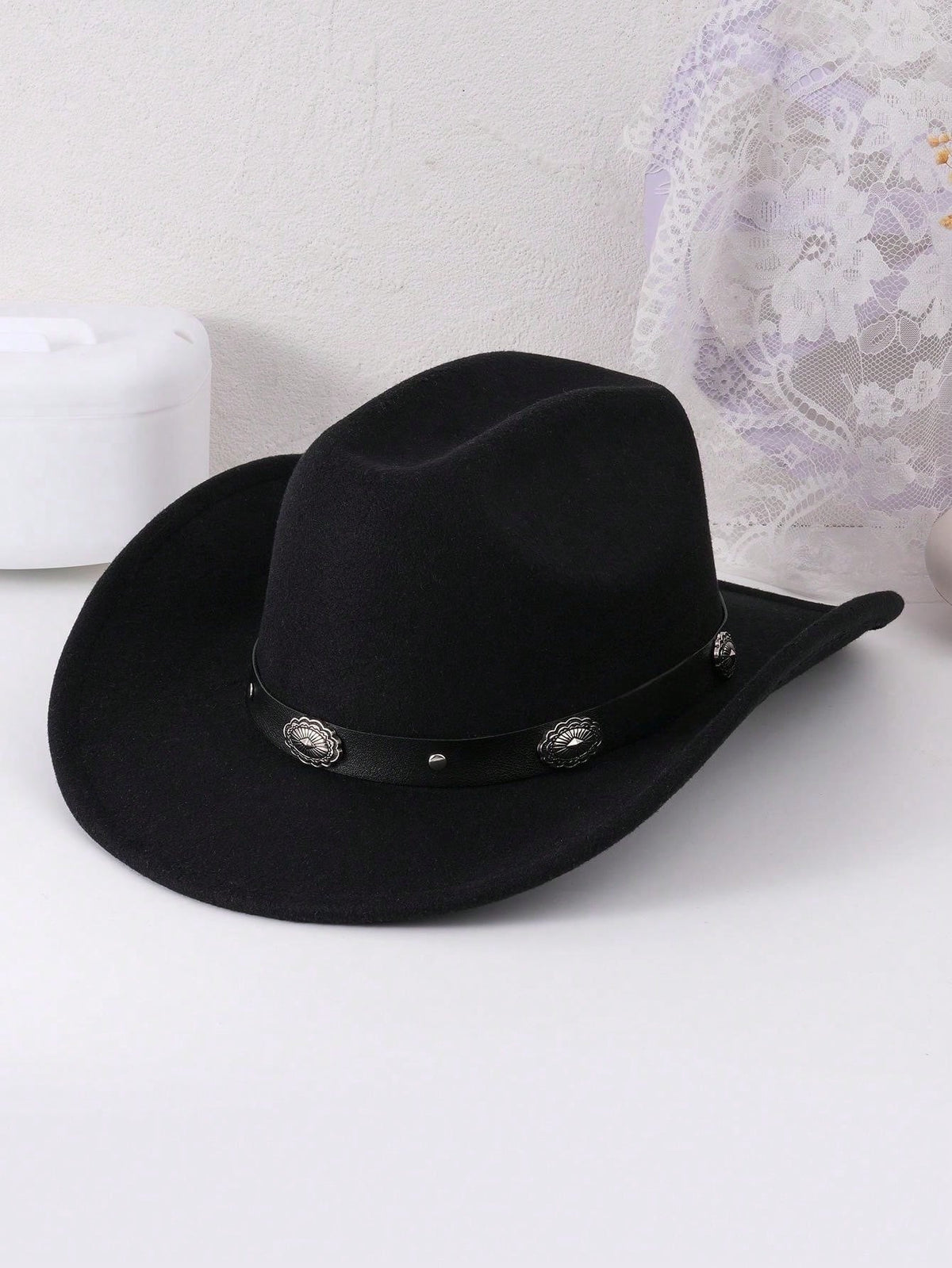 1pc Women's Western Cowboy Hat With Belt Decoration, Suitable For Daily Wear Boho Cowboy Hat Cowgirl Hat