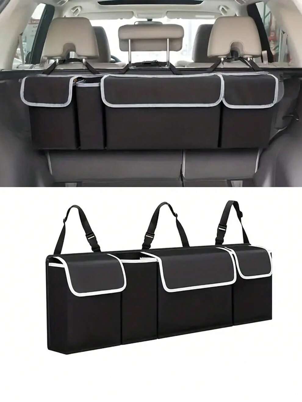 1pc High Capacity Car Boot Back Seat Trunk Storage Bag Organizer Pocket Waterproof Oxford Storage Box Organizer Stowing Tidying Interior AccessoriesStorage Bag