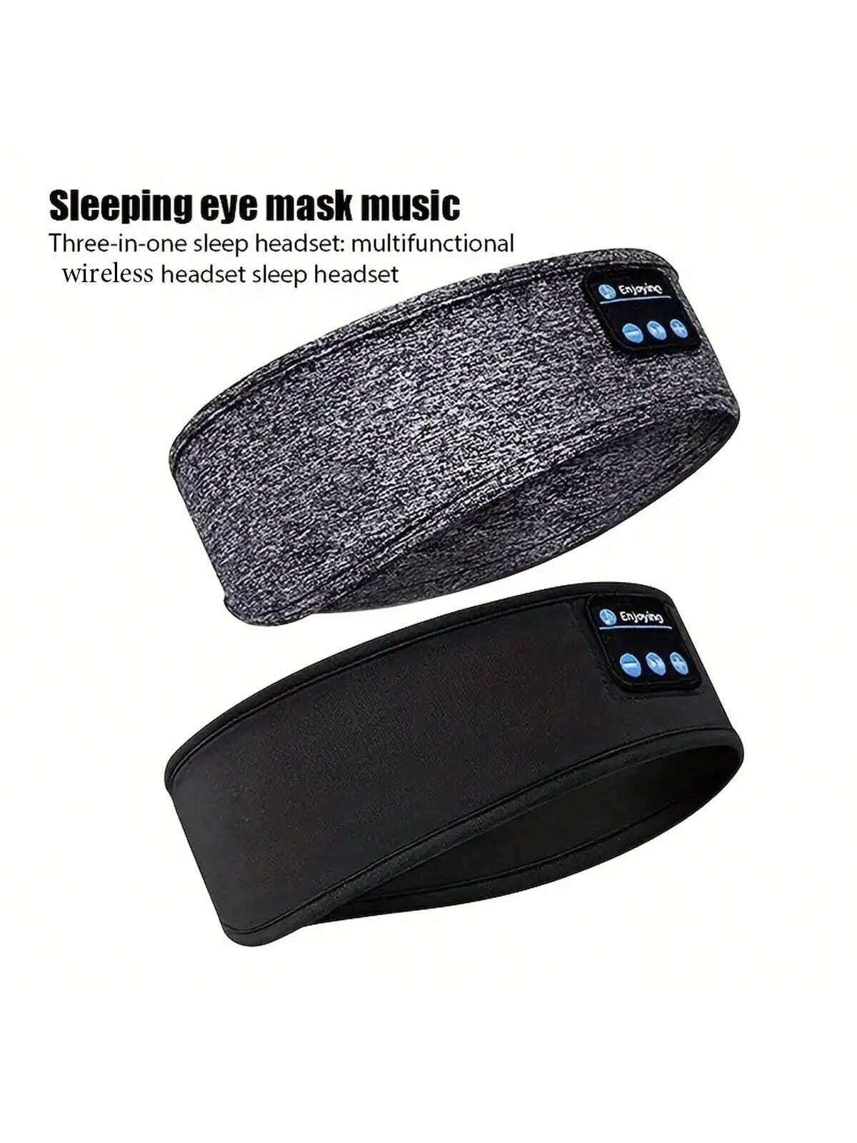 1pc Black Wireless 5.0 Earphone Sleep Eye Mask With Music Player/ Sports Earphone/ Travel Sweatband Headphone With Speaker