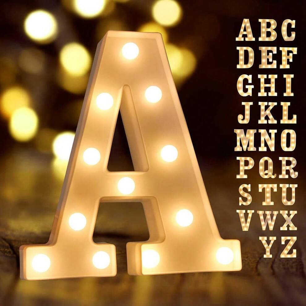 1pc Large Letters Decorative LED Letter Light Sign Light Up Battery Operated Letter Light Sign for Baby Birthday Party Supplies Bar Cheers Home Table Decor (27 Style Can Choose)