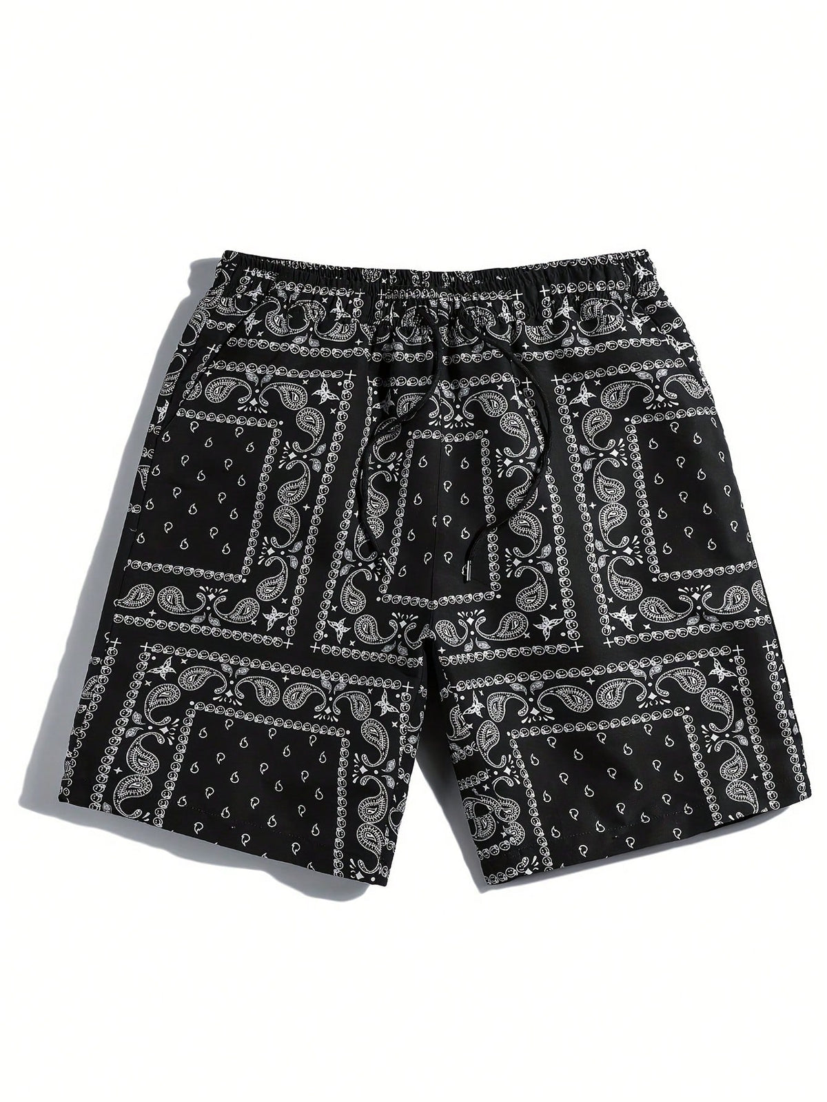 Men's Summer Casual Beach Leisure Paisley Print Drawstring Waist Shorts