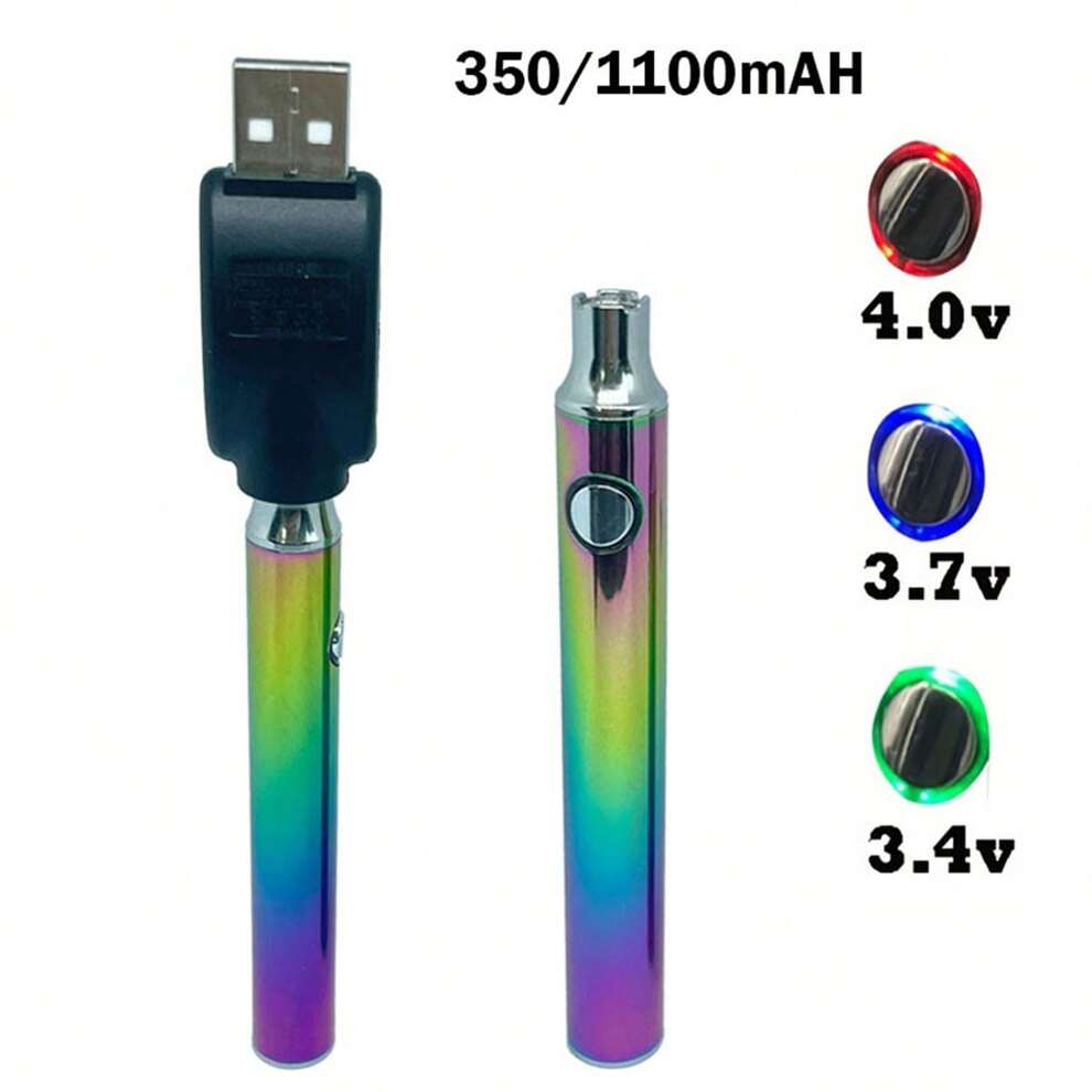 New 350/1100mAh 510 Thread Battery Pen Solder Iron iridescence,With USB Charging Head, Adjustable Voltage, Work With 510 Cartridge,Ceramic Electric Heated Head, Wax Dab Pen Tool, 510 Solder Iron