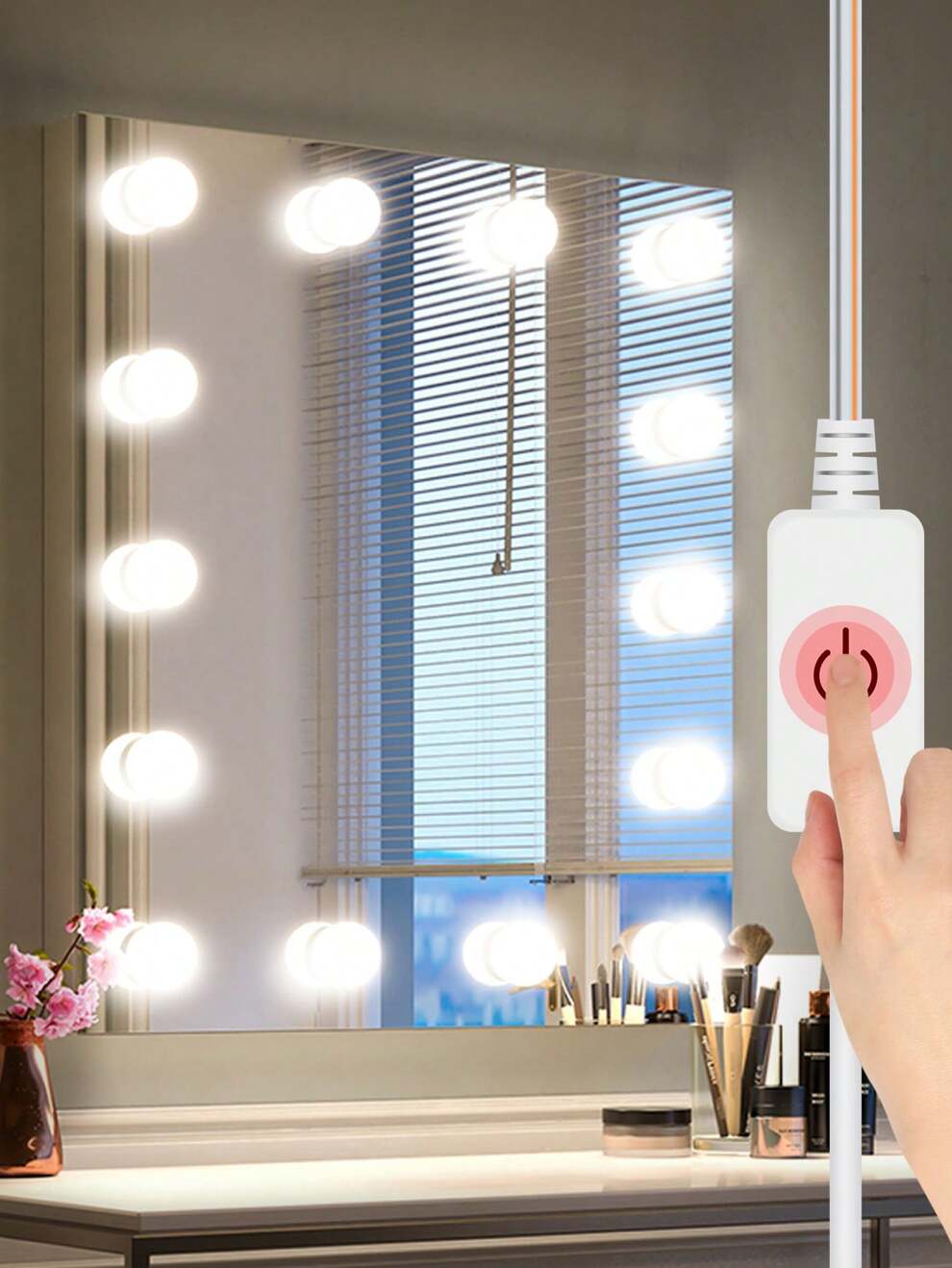 Lady LED Beauty Makeup Mirror Light USB 5V Hollywood Style Vanity Lights Indoor Stepless Dimmable Mirror Cabinet Fill Lamp Touch Control Adjustable Brightness Make Up Lamps Night Home Bedroom Bathroom