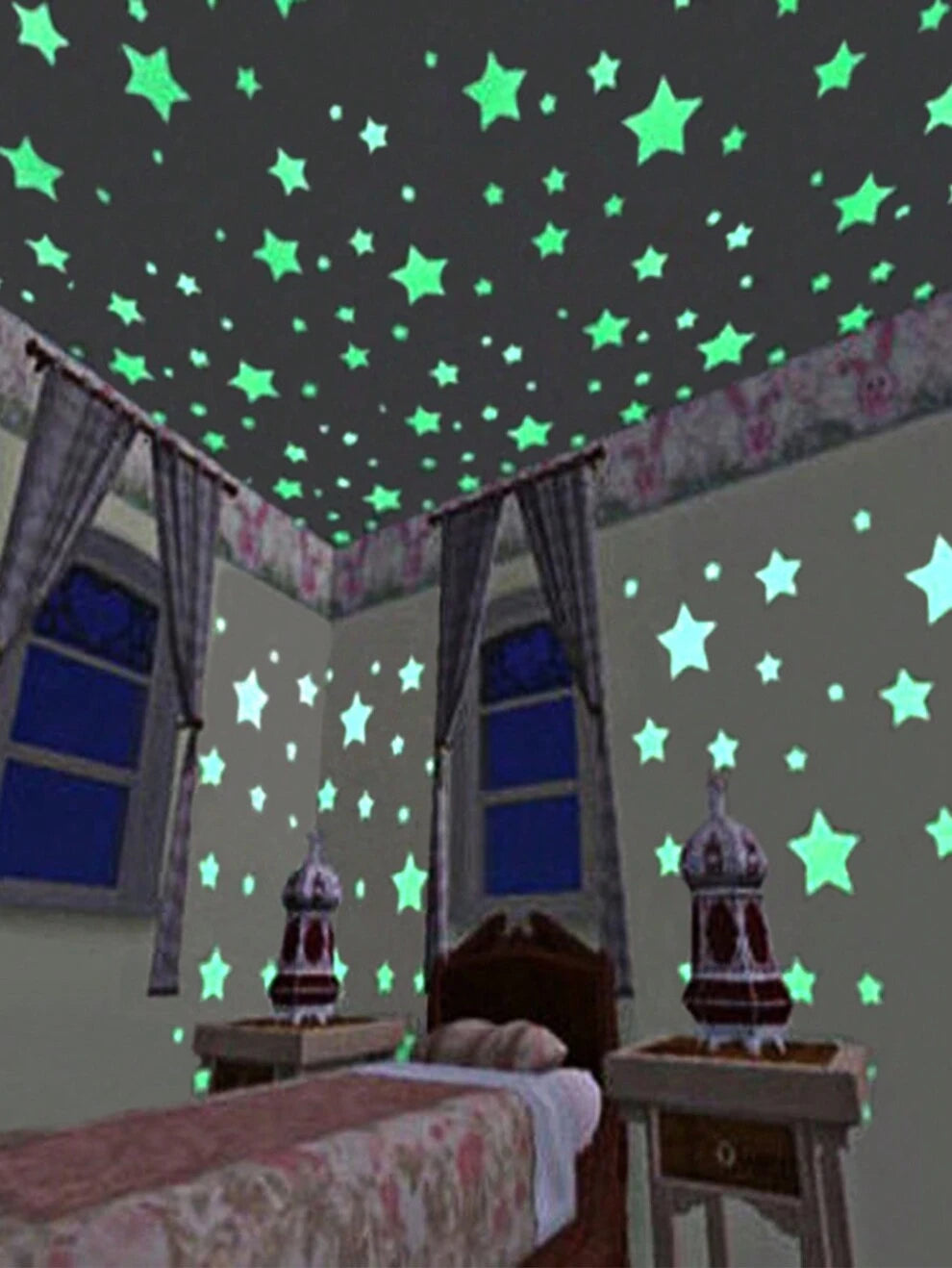 200pcs 3cm Luminous Stars Wall Stickers, 3d Glow In The Dark Pure & Mixed Colors(randomly Shipped)