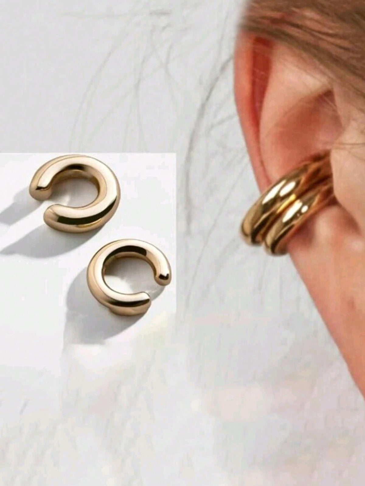 2 Pieces Alloy C-tube Open Circle Women’s Fashionable And Simple Ear Cuffs